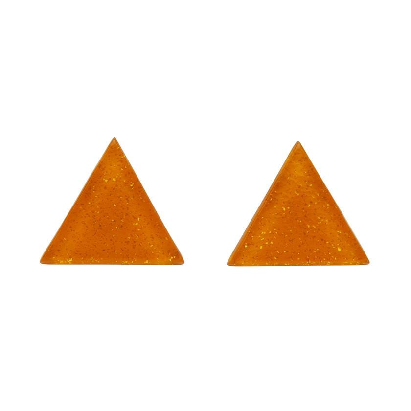 Erstwilder Essentials Triangle Glitter Resin Stud Earrings - Orange EE0001-SG6100