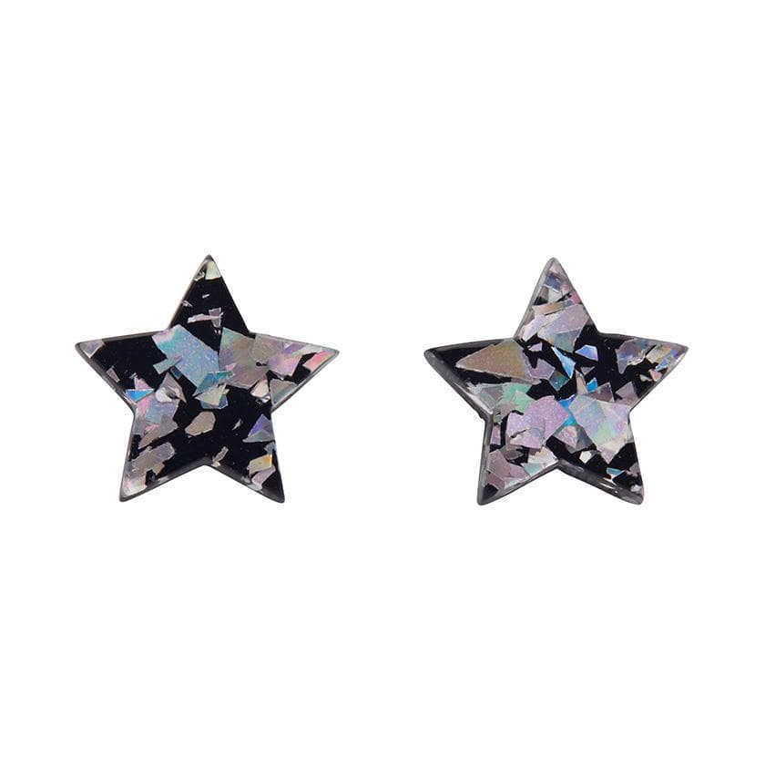 Erstwilder Essentials Star Chunky Glitter Resin Stud Earrings - Holographic Silver EE0002-CG0272