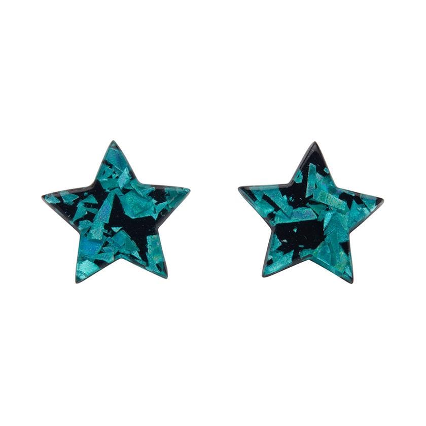 Erstwilder Essentials Star Chunky Glitter Resin Stud Earrings - Teal EE0002-CG4400