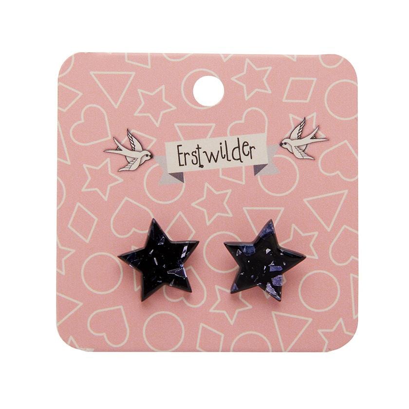Erstwilder Essentials Star Chunky Glitter Resin Stud Earrings - Black EE0002-CG7000