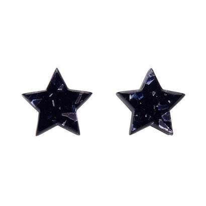Erstwilder Essentials Star Chunky Glitter Resin Stud Earrings - Black EE0002-CG7000