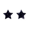 Star Chunky Glitter Resin Stud Earrings - Black
