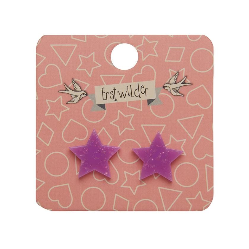 Erstwilder Essentials Star Solid Glitter Resin Stud Earrings - Purple EE0002-G5000