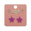 Star Solid Glitter Resin Stud Earrings - Purple