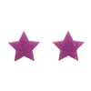 Star Solid Glitter Resin Stud Earrings - Purple