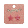 Star Marble Resin Stud Earrings - Pink