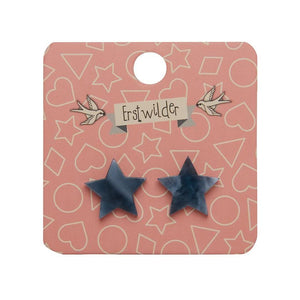Erstwilder Essentials Star Marble Resin Stud Earrings - Blue Grey EE0002-MA3071