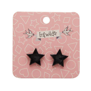 Erstwilder Essentials Star Textured Resin Stud Earrings - Black EE0002-RI7000