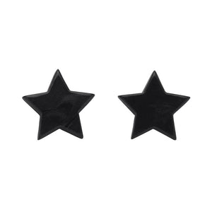 Erstwilder Essentials Star Textured Resin Stud Earrings - Black EE0002-RI7000
