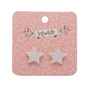 Erstwilder Essentials Star Textured Resin Stud Earrings - White EE0002-RI8000