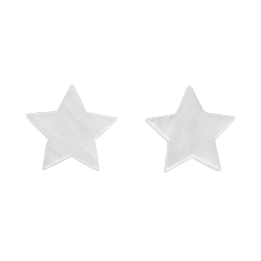 Erstwilder Essentials Star Textured Resin Stud Earrings - White EE0002-RI8000