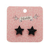 Star Glitter Resin Stud Earrings - Black