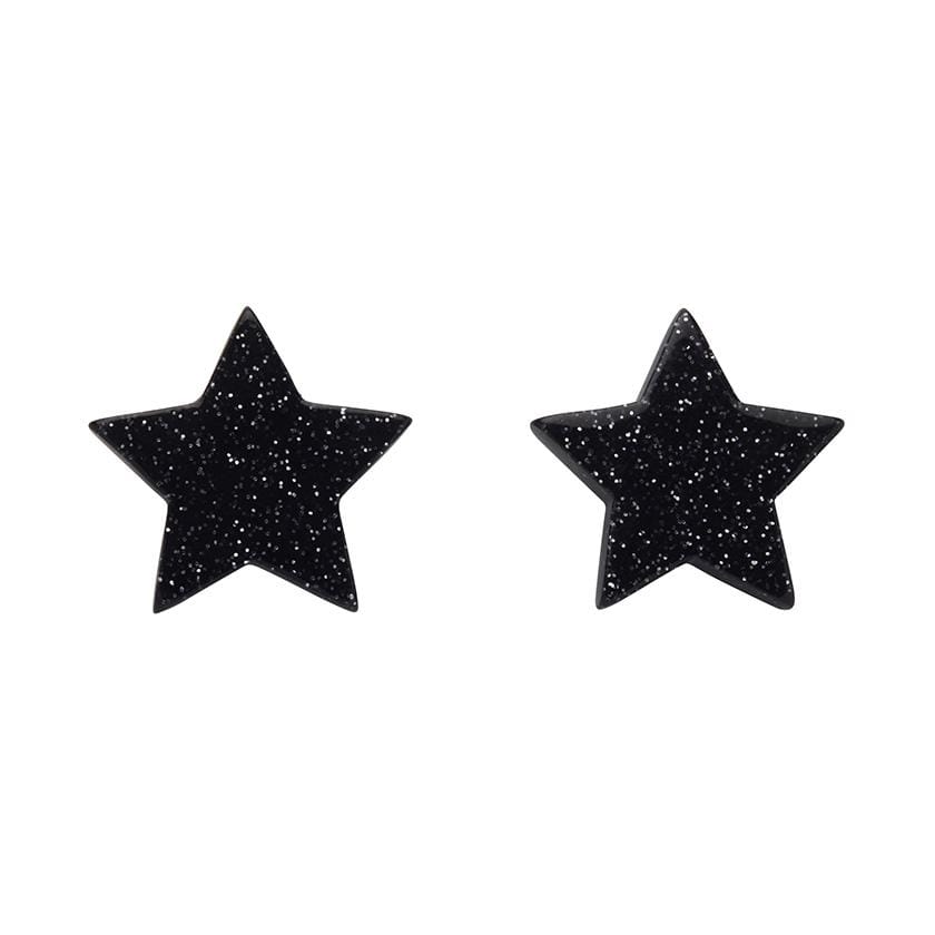 Erstwilder Essentials Star Glitter Resin Stud Earrings - Black EE0002-SG7000