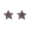 Star Glitter Resin Stud Earrings - Silver