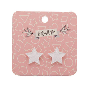 Erstwilder Essentials Star Glitter Resin Stud Earrings - White EE0002-SG8000