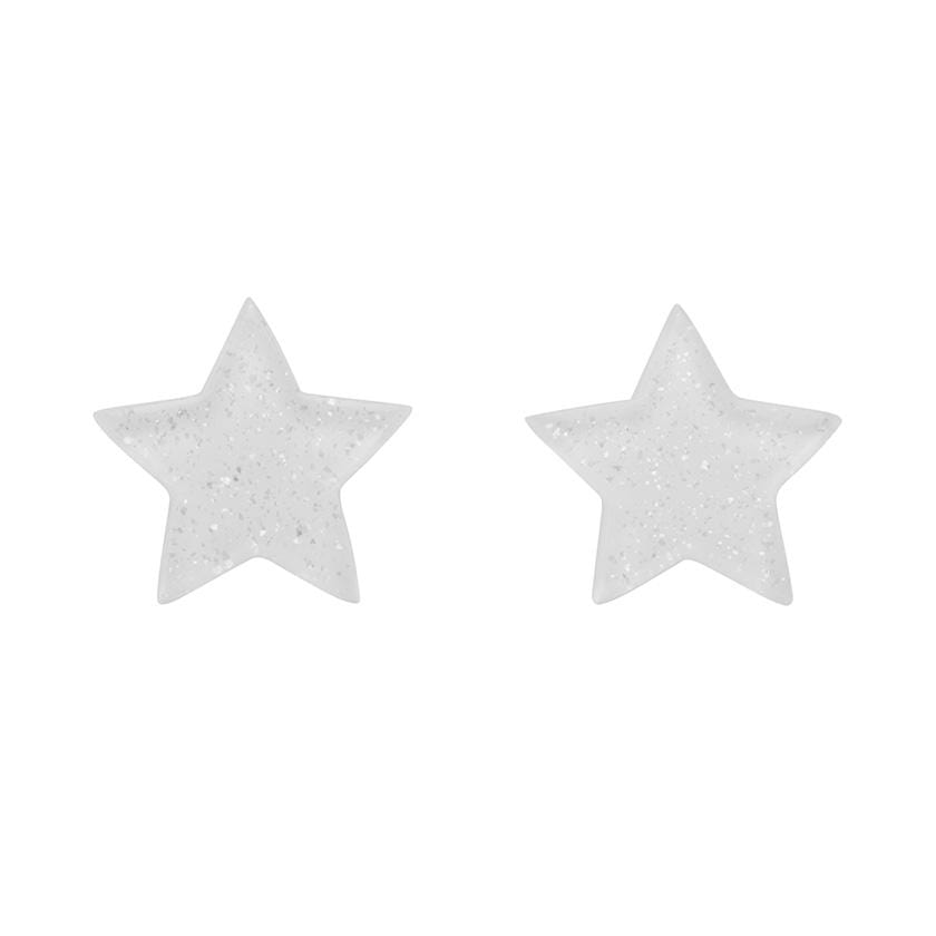 Erstwilder Essentials Star Glitter Resin Stud Earrings - White EE0002-SG8000