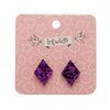 Erstwilder Essentials Diamond Chunky Glitter Resin Stud Earrings - Fuchsia EE0003-CG2300