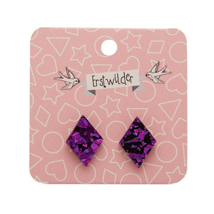 Erstwilder Essentials Diamond Chunky Glitter Resin Stud Earrings - Fuchsia EE0003-CG2300