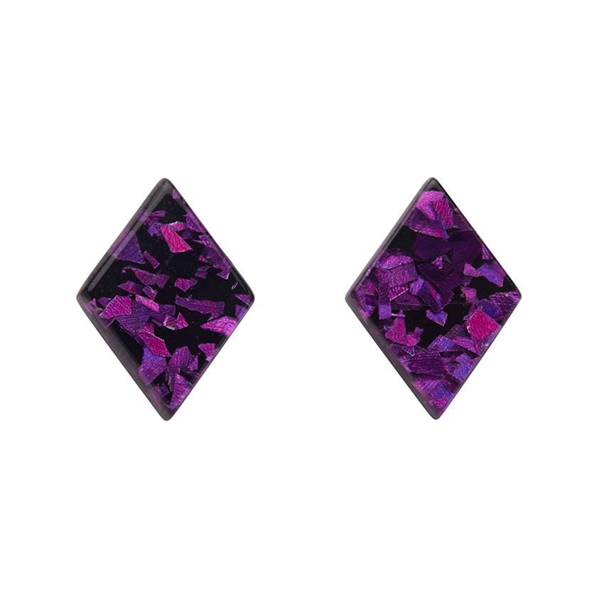 Erstwilder Essentials Diamond Chunky Glitter Resin Stud Earrings - Fuchsia EE0003-CG2300