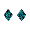 Diamond Chunky Glitter Resin Stud Earrings - Teal