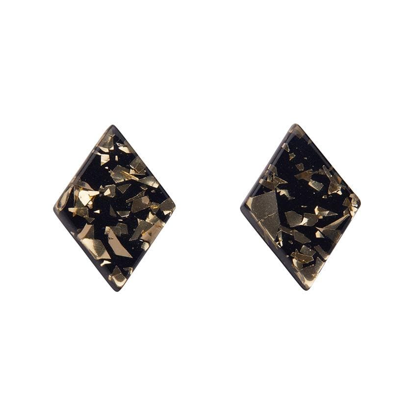 Erstwilder Essentials Diamond Chunky Glitter Resin Stud Earrings - Gold EE0003-CG6500