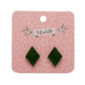 Erstwilder Essentials Diamond Textured Resin Stud Earrings - Emerald EE0003-RI4100