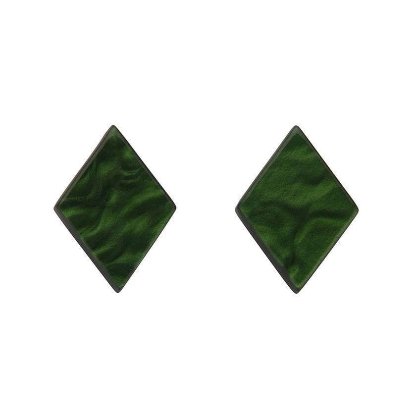Erstwilder Essentials Diamond Textured Resin Stud Earrings - Emerald EE0003-RI4100