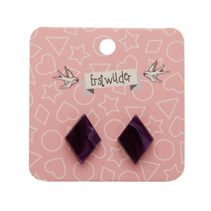 Erstwilder Essentials Diamond Textured Resin Stud Earrings - Plum EE0003-RI5200