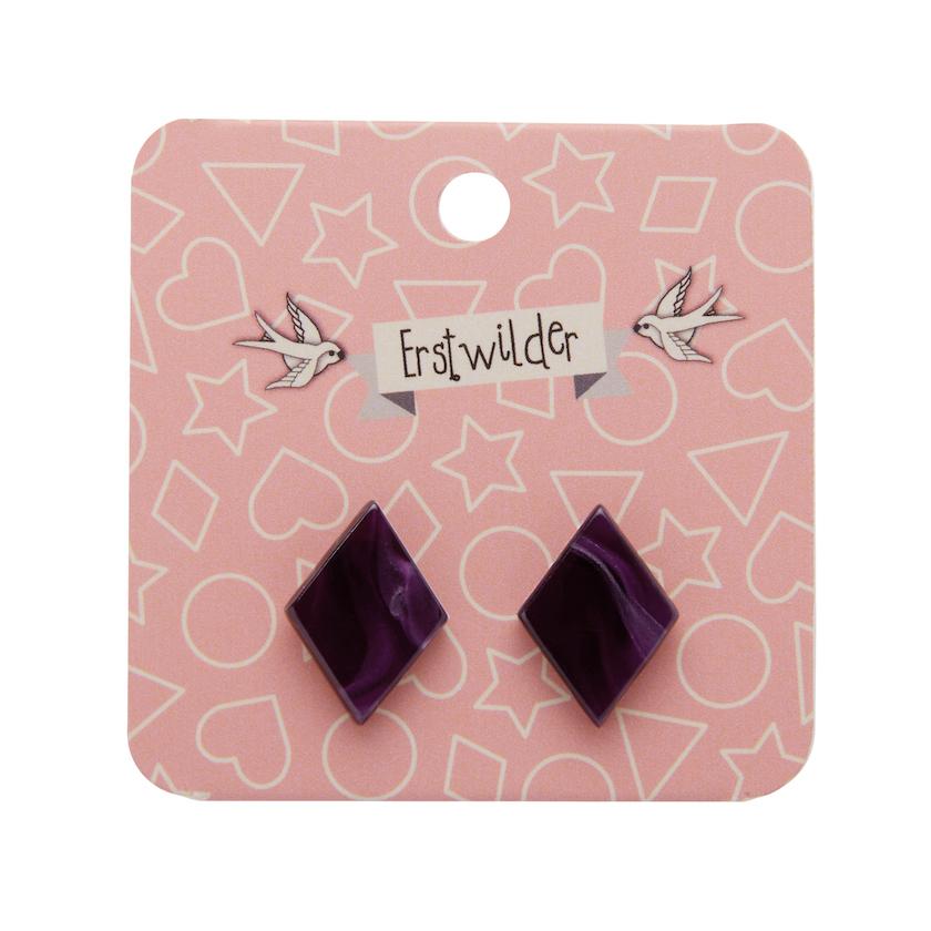 Erstwilder Essentials Diamond Textured Resin Stud Earrings - Plum EE0003-RI5200