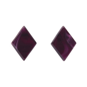 Erstwilder Essentials Diamond Textured Resin Stud Earrings - Plum EE0003-RI5200
