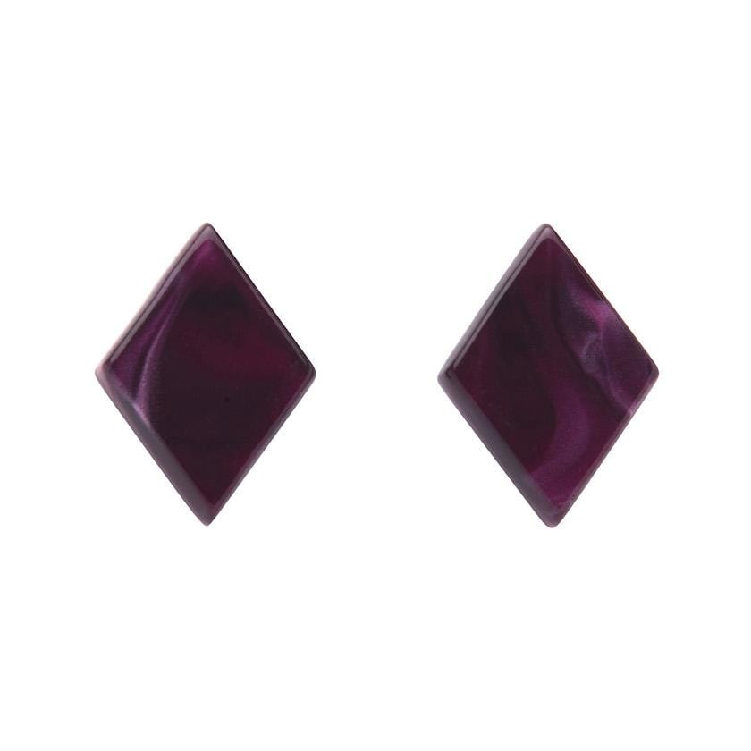 Erstwilder Essentials Diamond Textured Resin Stud Earrings - Plum EE0003-RI5200