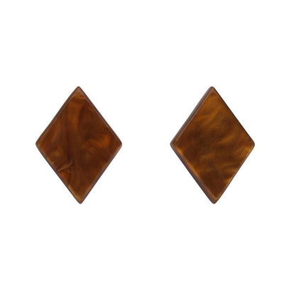 Erstwilder Essentials Diamond Textured Resin Stud Earrings - Dark Orange EE0003-RI6200