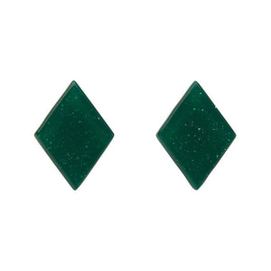 Erstwilder Essentials Diamond Glitter Resin Stud Earrings - Emerald EE0003-SG4100