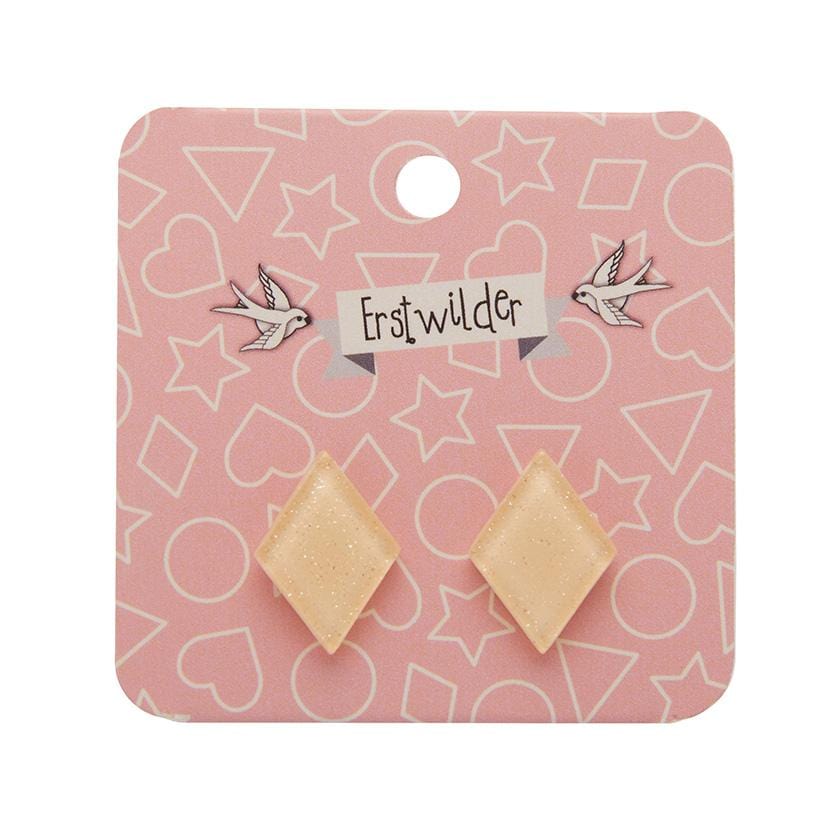 Erstwilder Essentials Diamond Glitter Resin Stud Earrings - Cream EE0003-SG8100