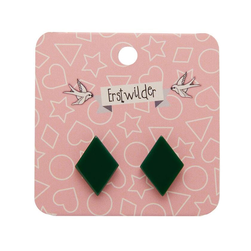 Erstwilder Essentials Diamond Solid Resin Stud Earrings - Emerald EE0003-SO4100