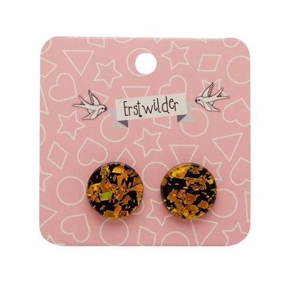 Erstwilder Essentials Circle Chunky Glitter Resin Stud Earrings - Holographic Yellow EE0004-CG0260