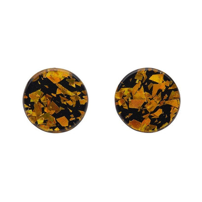 Erstwilder Essentials Circle Chunky Glitter Resin Stud Earrings - Holographic Yellow EE0004-CG0260
