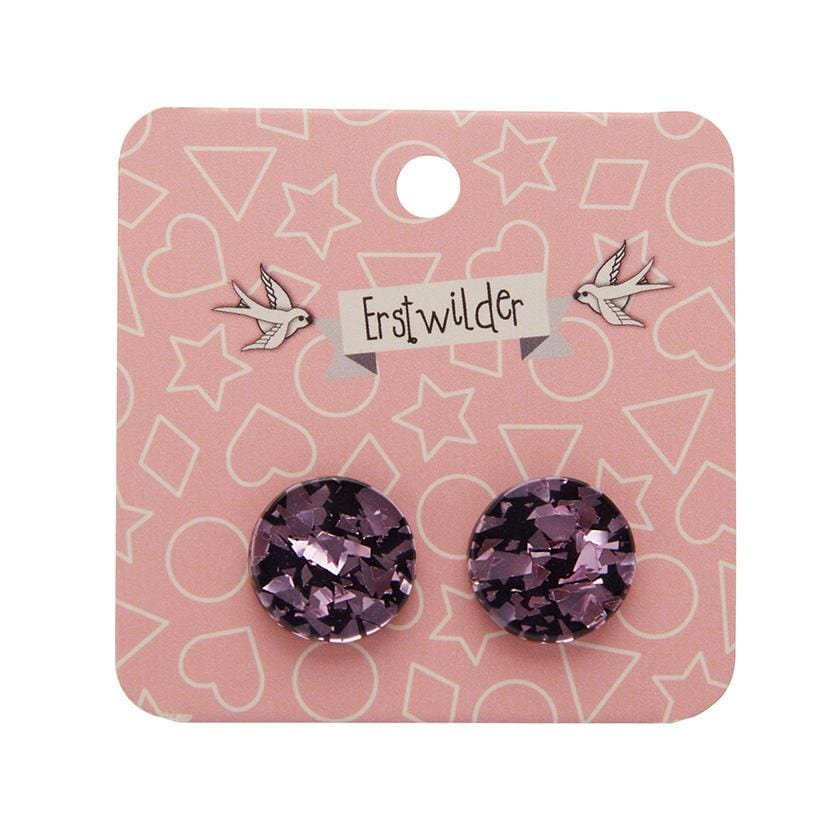 Erstwilder Essentials Circle Chunky Glitter Resin Stud Earrings - Pink EE0004-CG2100