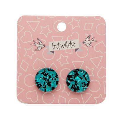 Erstwilder Essentials Circle Chunky Glitter Resin Stud Earrings - Teal EE0004-CG4400