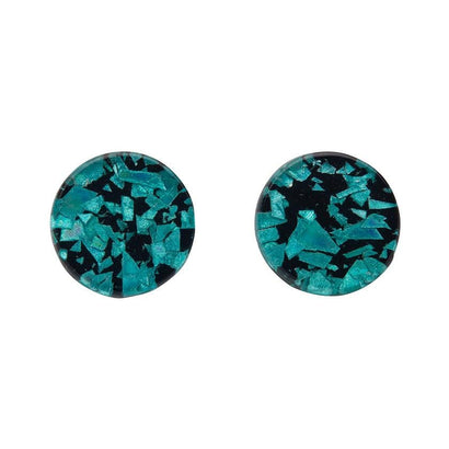 Erstwilder Essentials Circle Chunky Glitter Resin Stud Earrings - Teal EE0004-CG4400