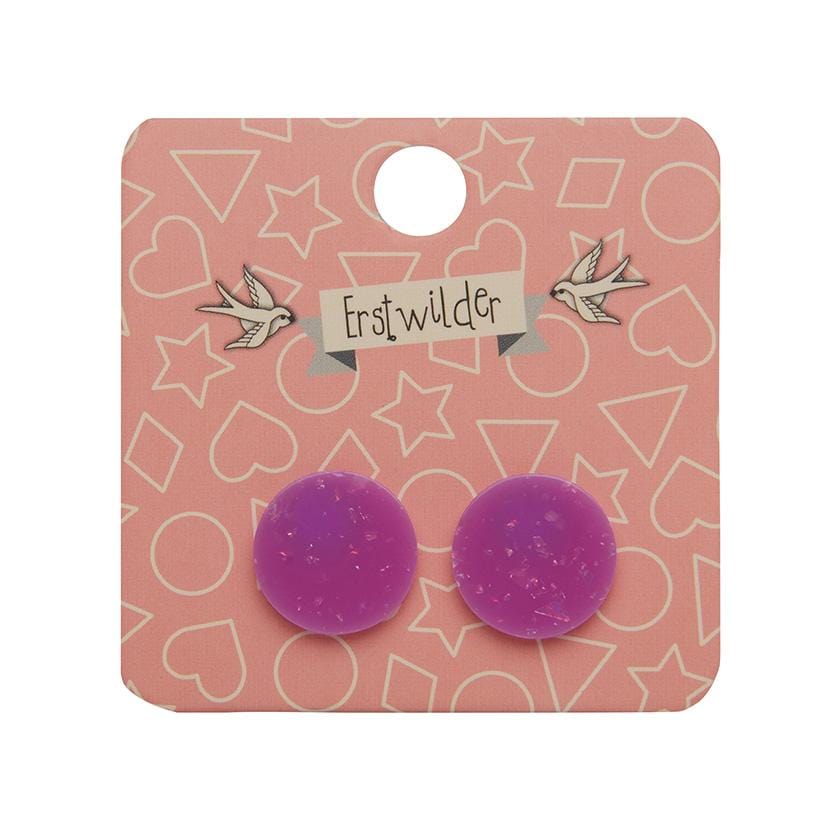 Erstwilder Essentials Circle Glitter Resin Stud Earrings - Purple EE0004-G5000