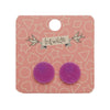 Circle Glitter Resin Stud Earrings - Purple