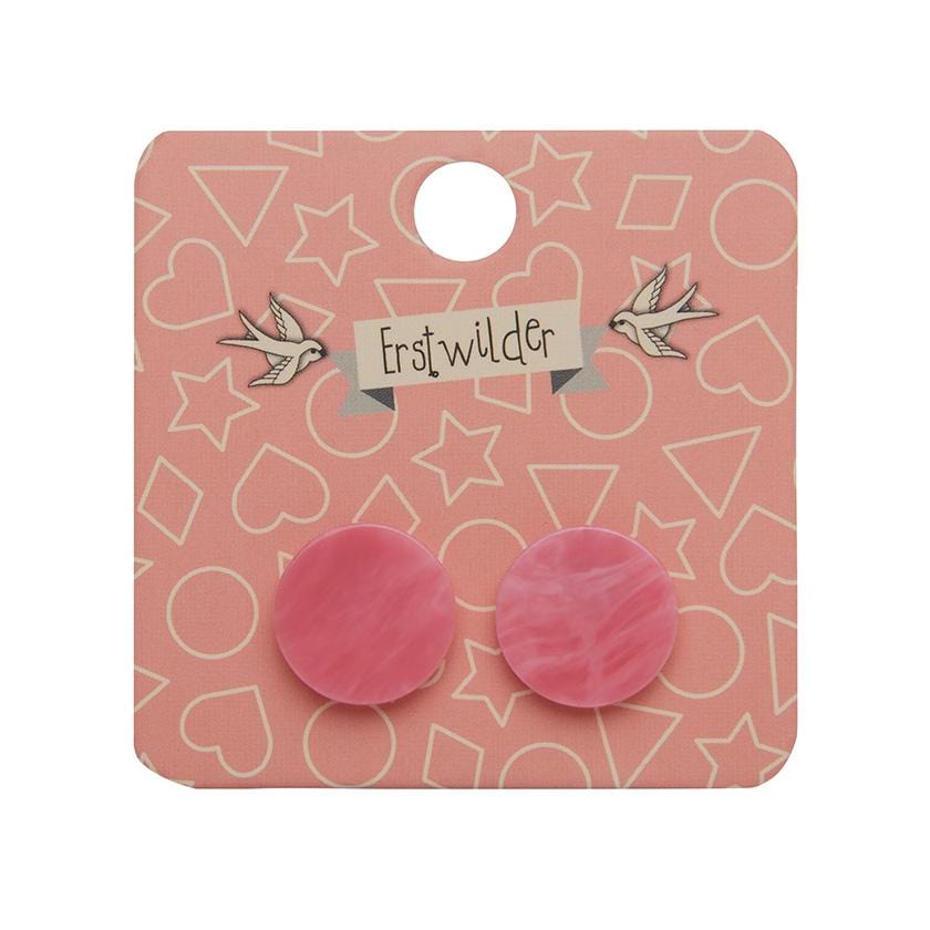 Erstwilder Essentials Circle Marble Resin Stud Earrings - Pink EE0004-MA2000