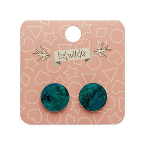 Erstwilder Essentials Circle Ripple Glitter Resin Stud Earrings - Emerald EE0004-RG4100