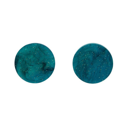 Erstwilder Essentials Circle Ripple Glitter Resin Stud Earrings - Emerald EE0004-RG4100