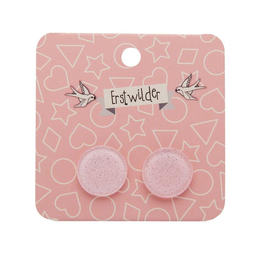 Erstwilder Essentials Circle Glitter Resin Stud Earrings - Light Pink EE0004-SG2100