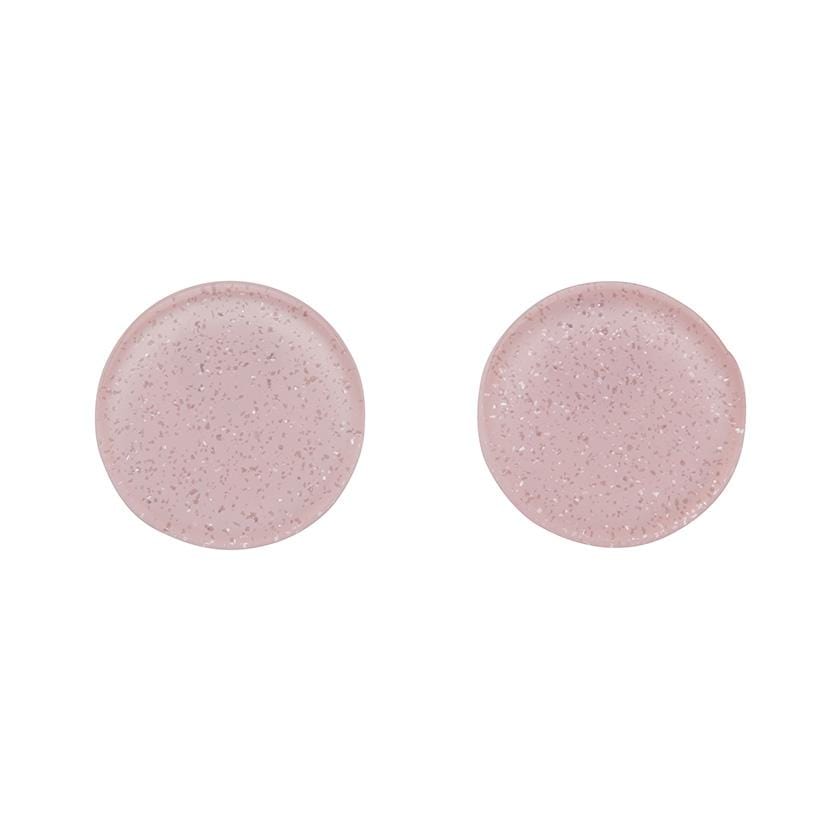 Erstwilder Essentials Circle Glitter Resin Stud Earrings - Light Pink EE0004-SG2100