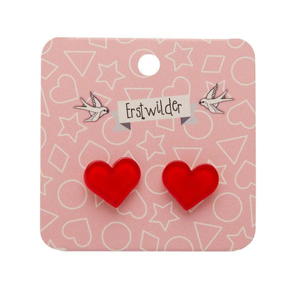 Erstwilder Essentials Heart Bubble Resin Stud Earrings - Red EE0005-BU1000