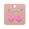 Heart Bubble Resin Stud Earrings - Pink