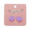 Heart Bubble Resin Stud Earrings - Lavender